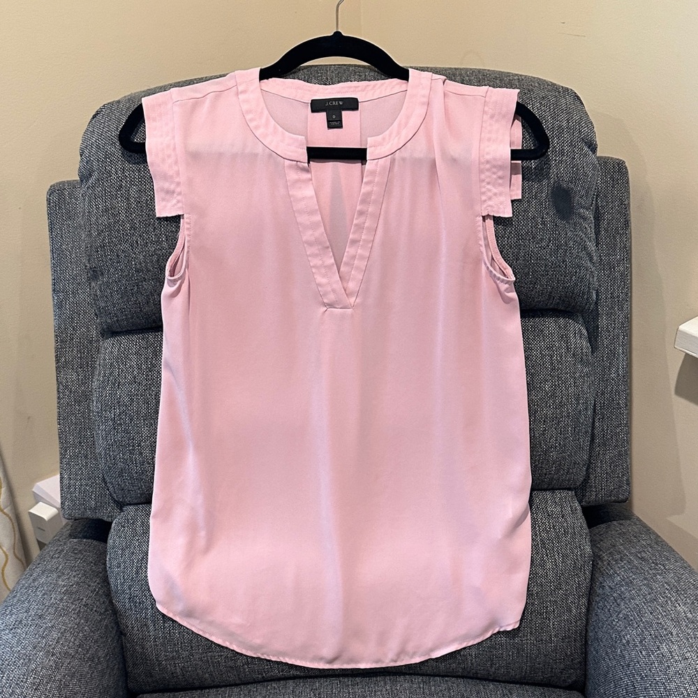 J. Crew Soft Pink V-Neck Blouse